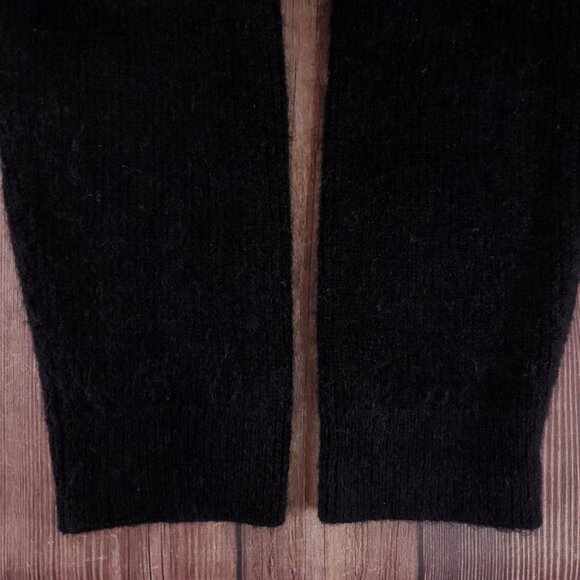COS Mohair Wool Blend Cardigan Sweater Sz Large Black Open Front Fuzzy Longline - Picture 8 of 14